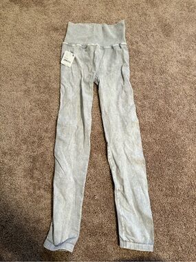 FP Movement by Free People Heather Gray Ribbed Waist Leggings